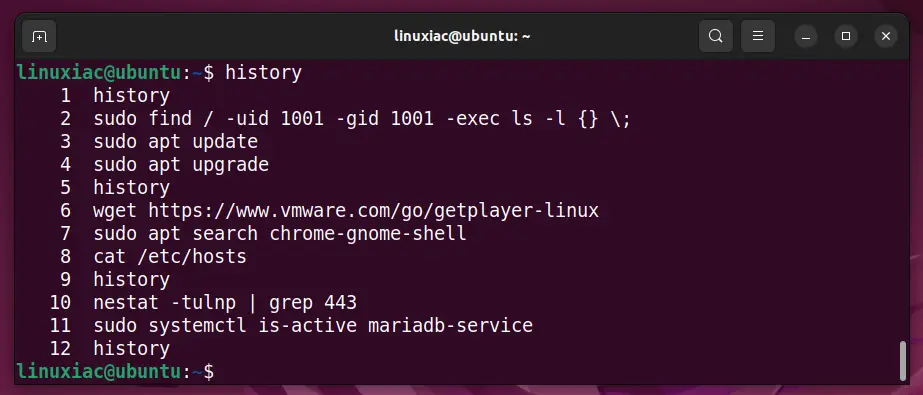 linux clear terminal history